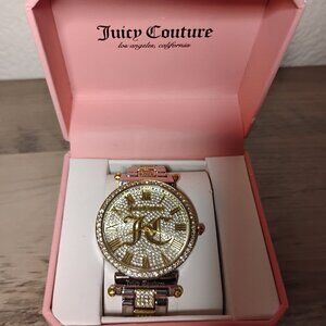 Juicy Couture Bling Watch Rhinestone Two Tone Gold Silver NEW